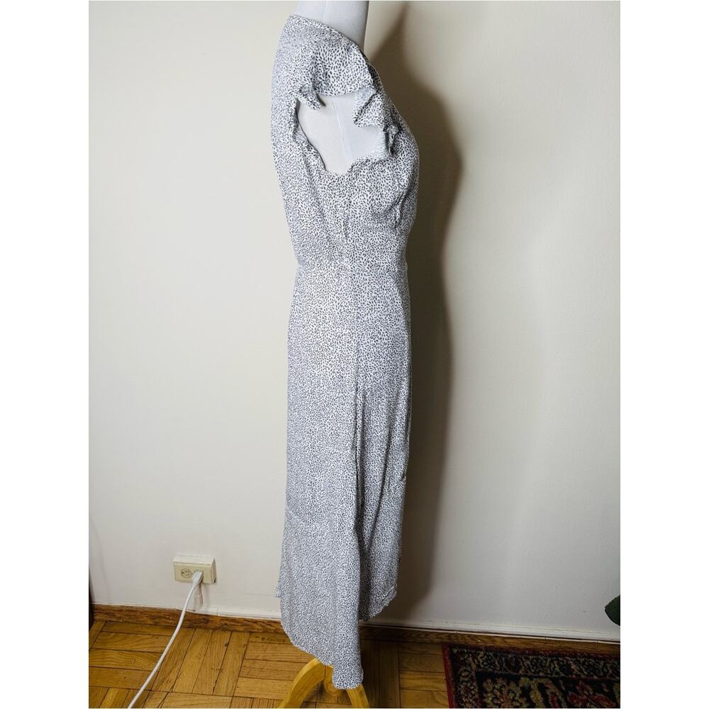 Abercrombie White and Black Print Asymmetrical Wrap Maxi Dress - Picture 5 of 6